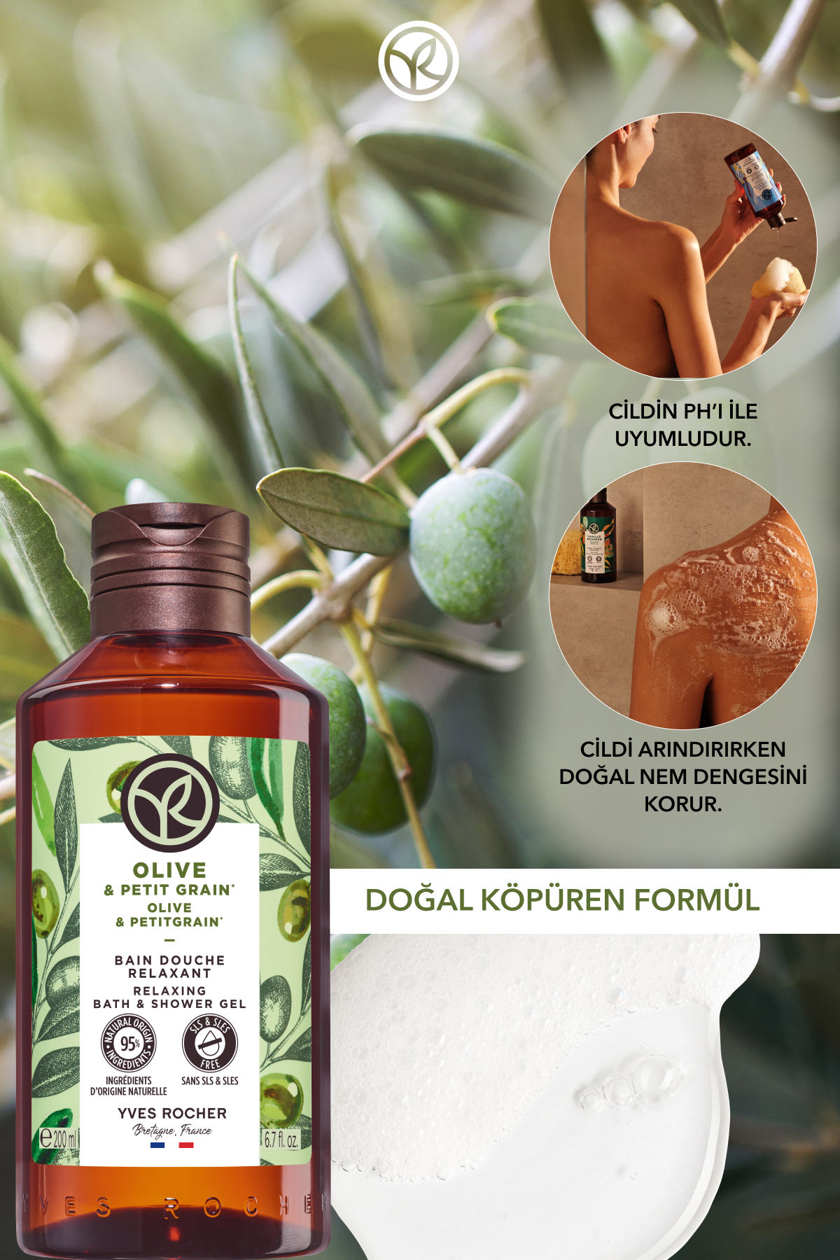 ژل حمام مرطوب کننده زیتون و پرتقال تازه 200 میلی لیتر ایوروشه Yves Rocher