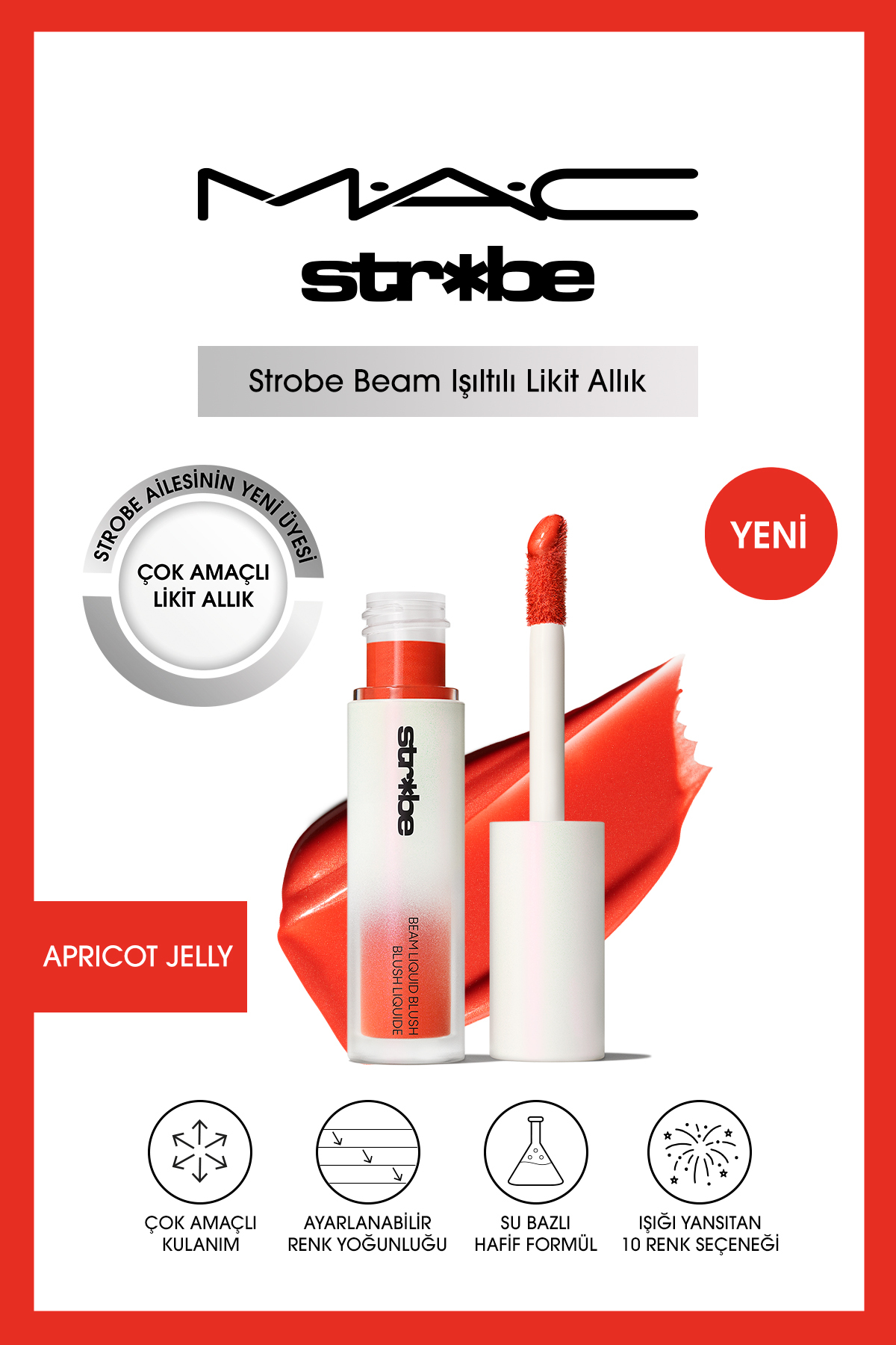 رژگونه BLUSH مایع چند منظوره پرتوی استروبی ژله زردآلو 4.3 میل Mac