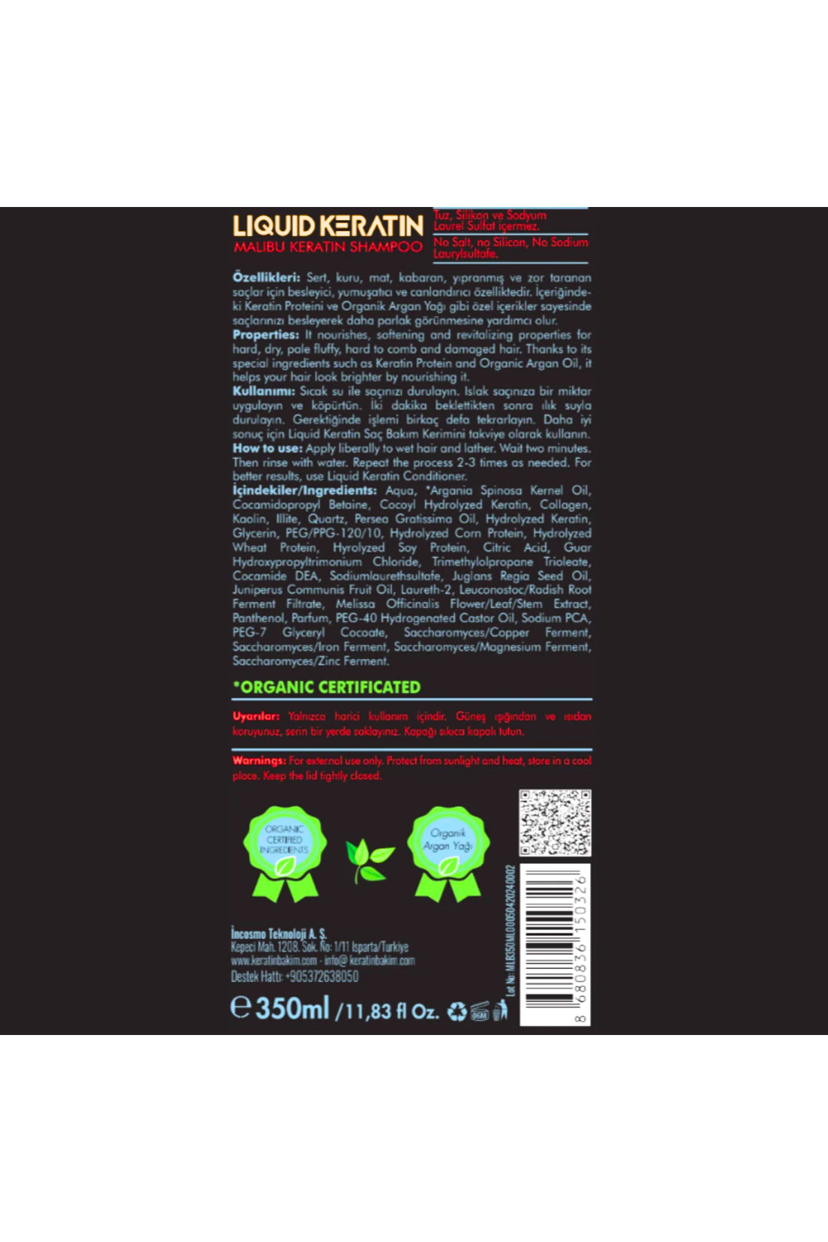 شامپو مالتو کراتین مایع بدون نمک برای موهای خشک و وزدار 350 میلی لیتر Liquid Keratin