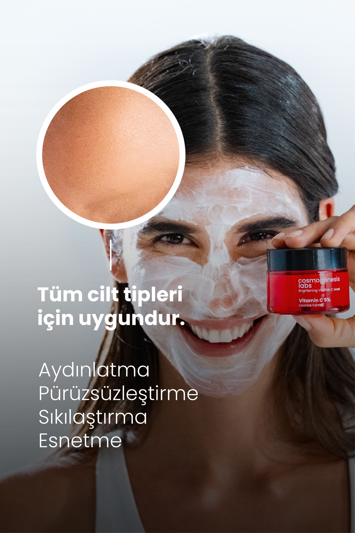 ماسک صورت 5 ٪ کرم ویتامین C 50 میل روشنایی شستشو داده های حذف کننده تسویه حساب وگان Cosmogenesis Labs