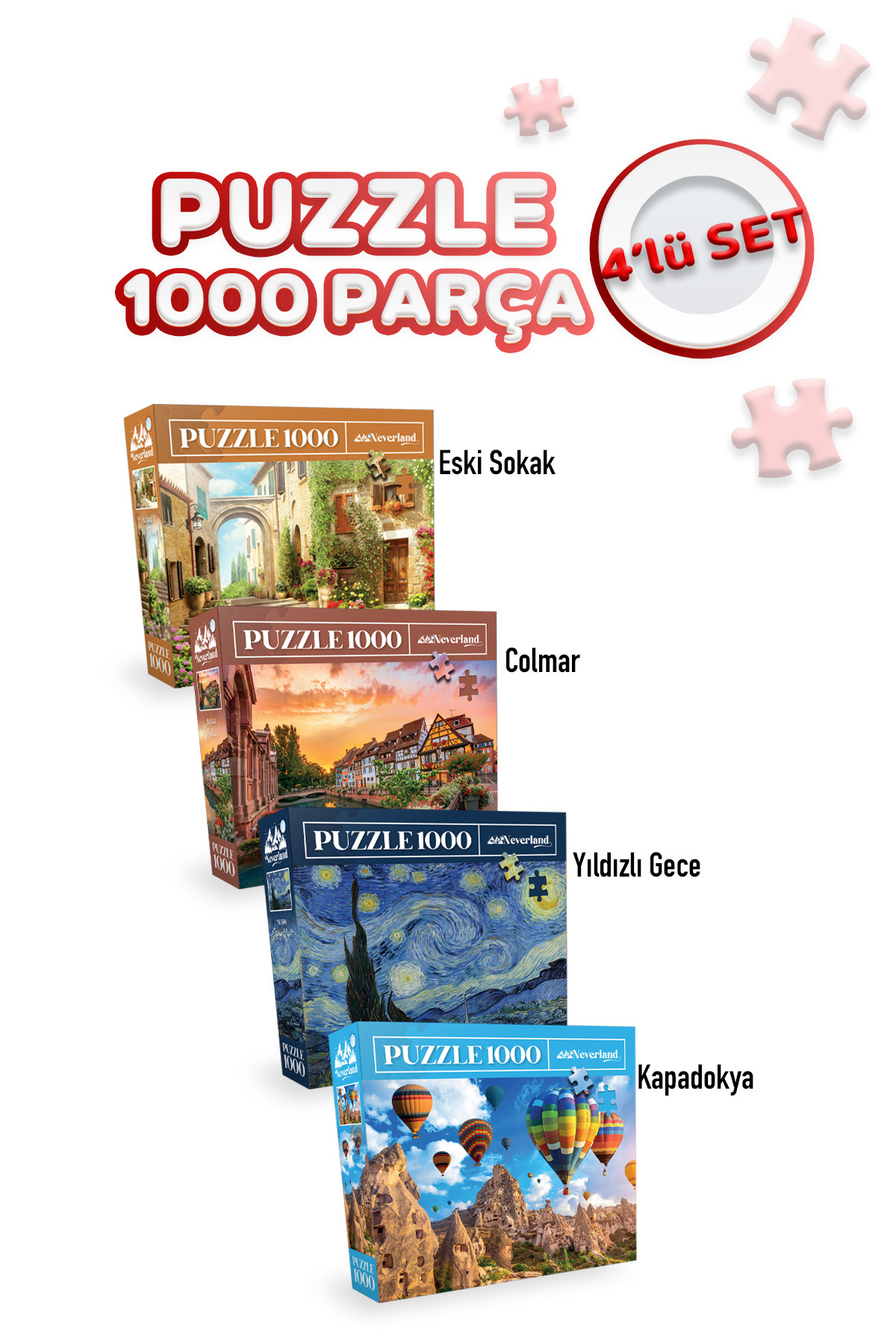 پازل 4 قطعه 1000 COLMAR STAR NIGHT OLD STREET CAPPADOCIA Neverland