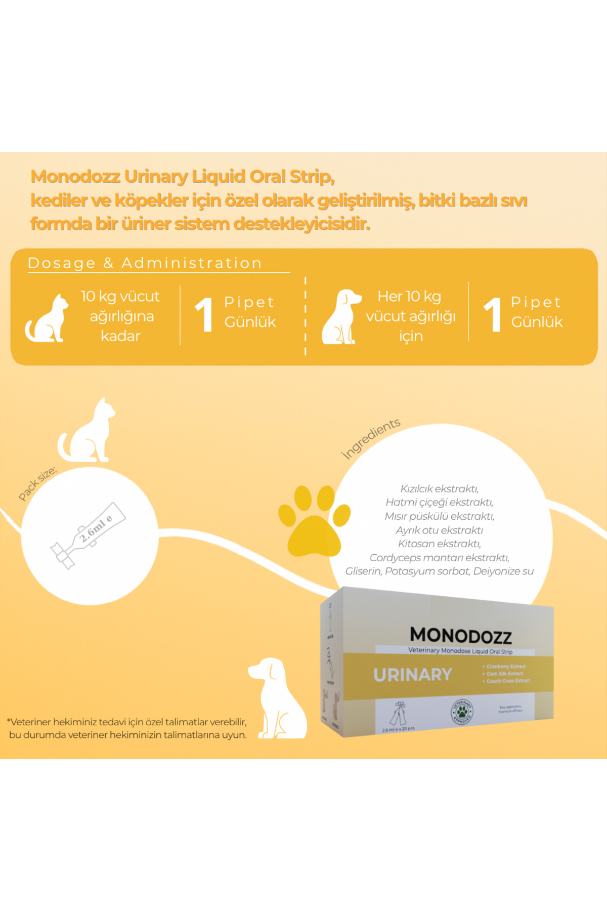 نوار خوراکی مایع حمایت از دستگاه ادراری گربه و سگ مونودوز MONODOZZ