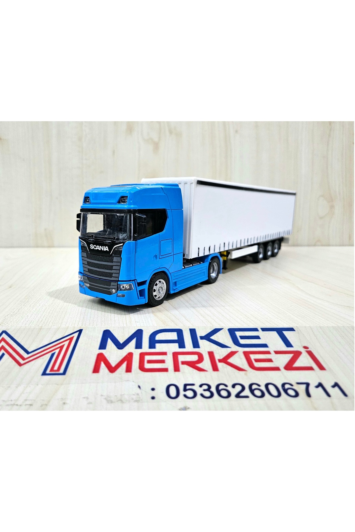 مدل خودرو کامیون SCANIA 770S آبی در مقیاس 1 50 طول 33 سانتی متر نام شرکت را می توان نوشت اورجینال Maket