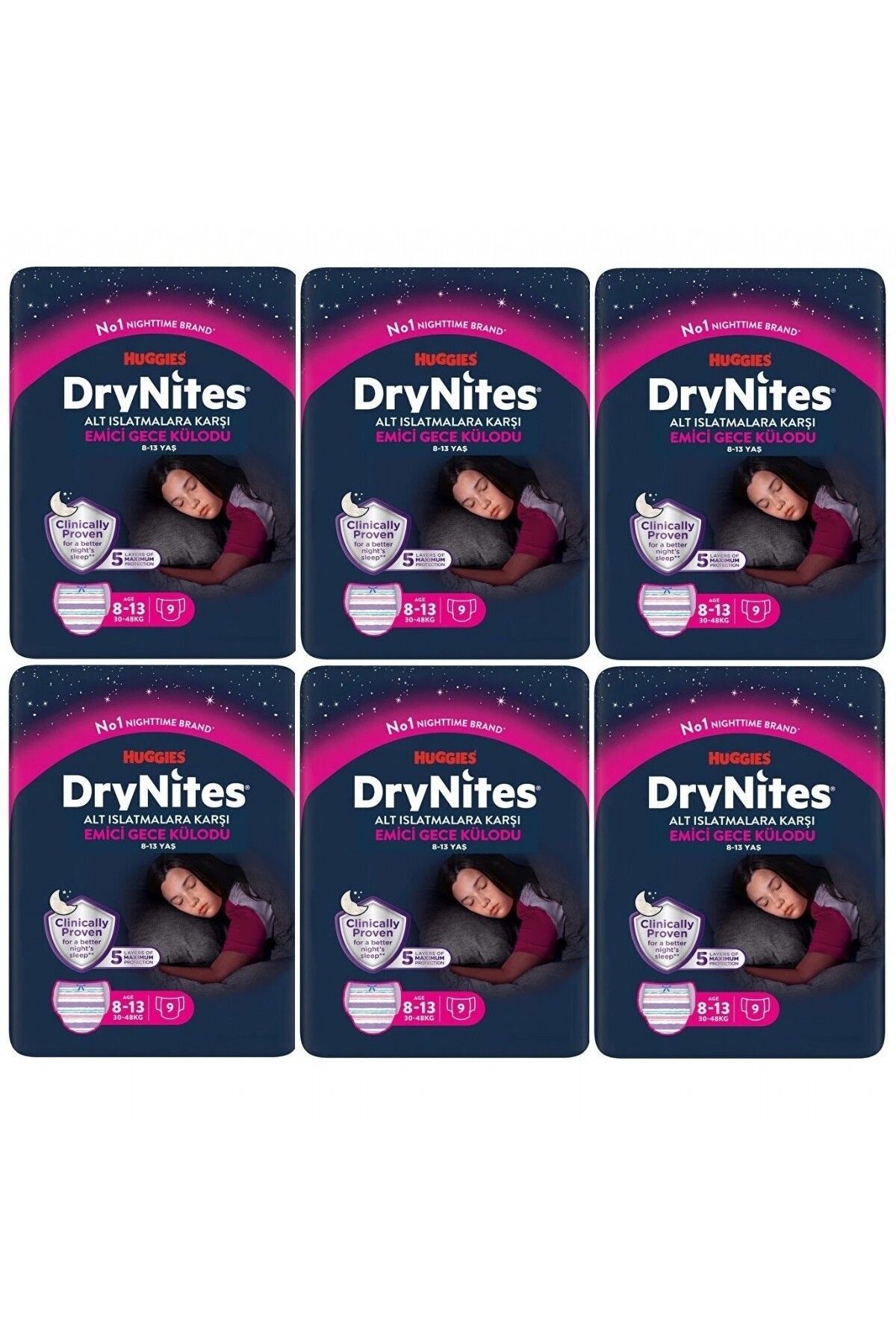 پوشک بچه شورت شب جاذب دخترانه درینیت 8 13 سال 54 عدد اورجینال Huggies