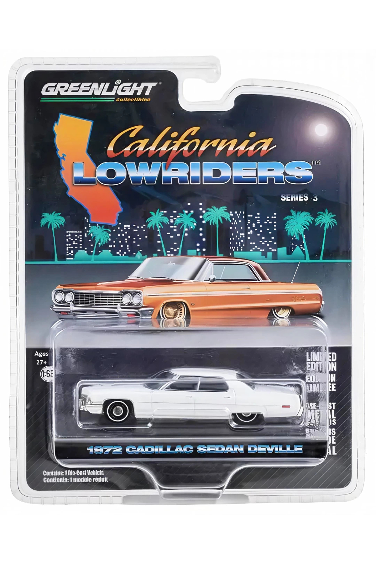 مدل خودرو 1:64 CALIFORNIA LOWRIDERS SERIES 3 1972 CADILLAC SEDAN DEVILLE اورجینال Greenlight