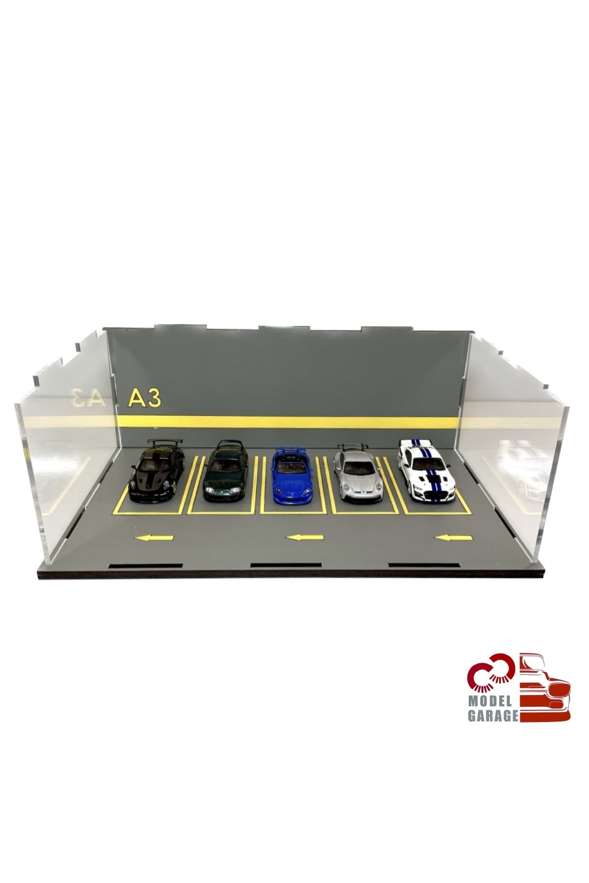 مدل خودرو 1 64 SCALE VEHICLE PARKING DIECAST DIORAMA DISPLAY STAND RACK CAR GARAGE اورجینال Özel Yapım