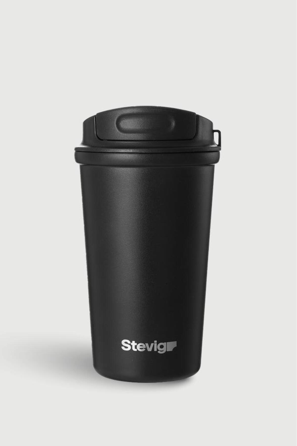فلاسک قمقمه استیل فنجان قهوه 400 میلی لیتری مشکی ST 250 4 کار اورجینال Stevig