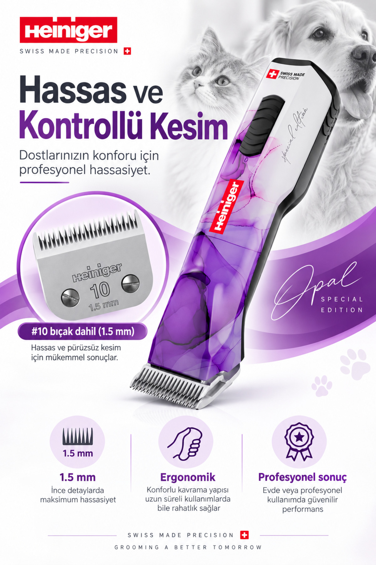 ماشین اصلاح موی حیوانات هاینیگر Heiniger Opal Special Edition با باتری یدک