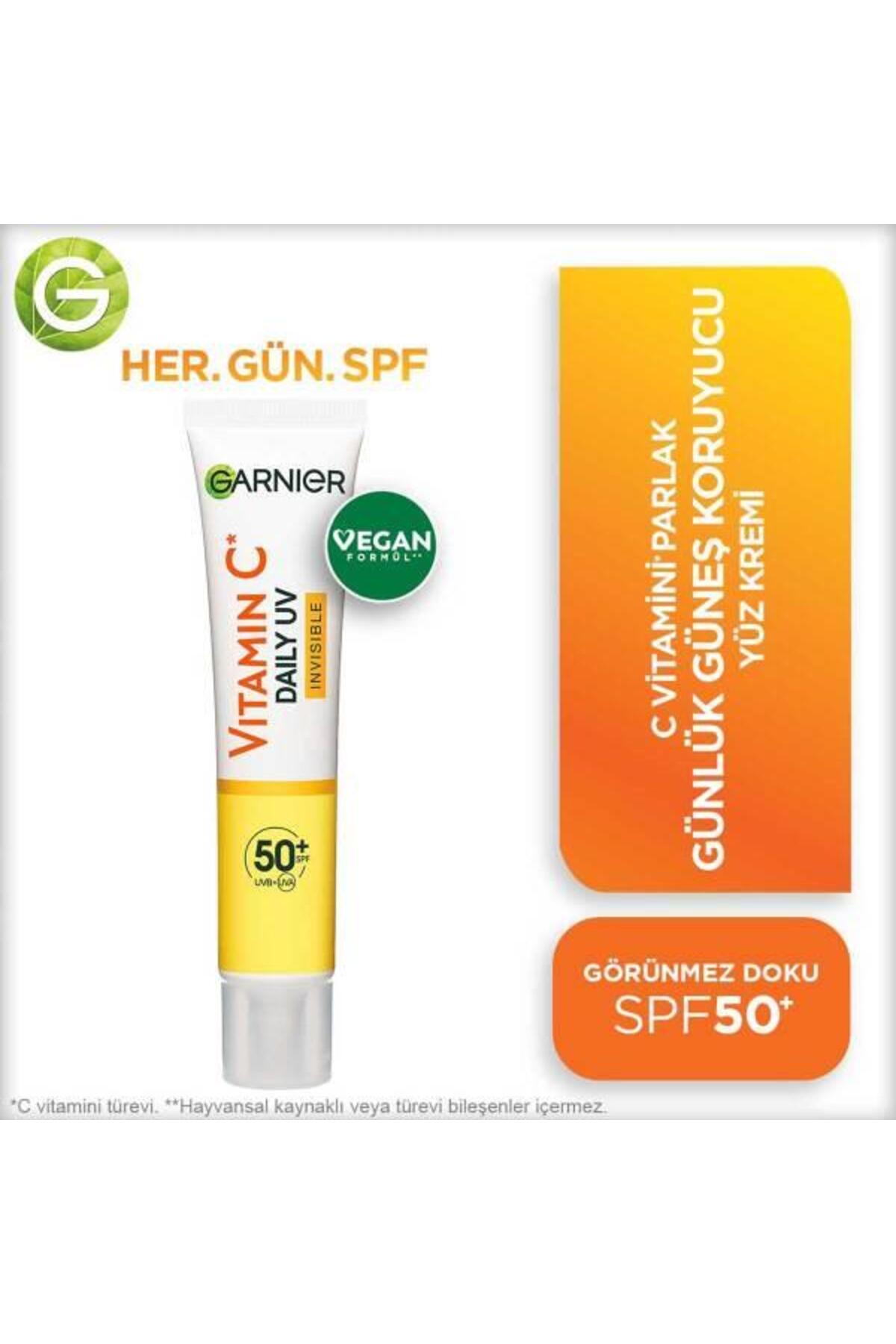 کرم بدن ویتامین C روشن روزانه UV محافظت شده از چهره خورشید نامرئی SPF50 40ML Garnier