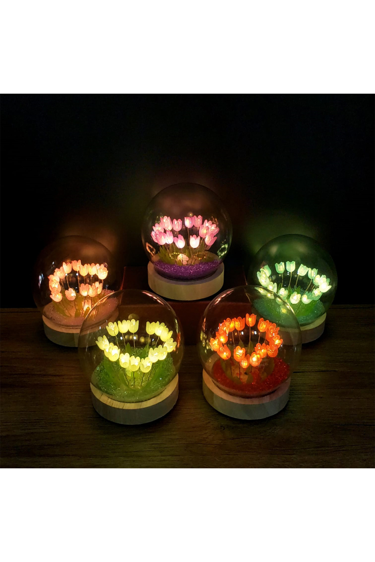 گوی برفی سفارشی LED روشن شیشه ای لاله قرمز از ترکیه keyfim shop