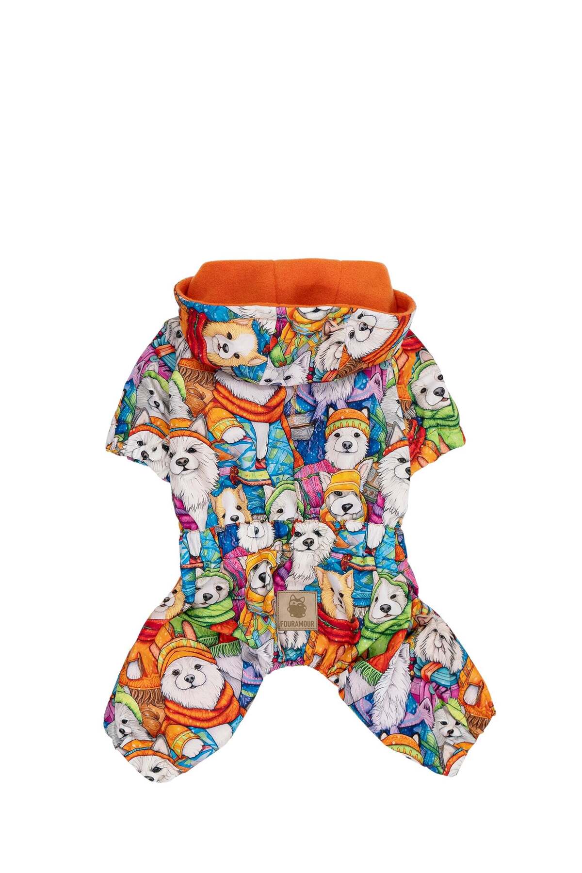 سرهمی سگ فورامور fouramour طرح Happy Winter Dogs با آستر پولار، مدل UDOWD17010 نارنجی