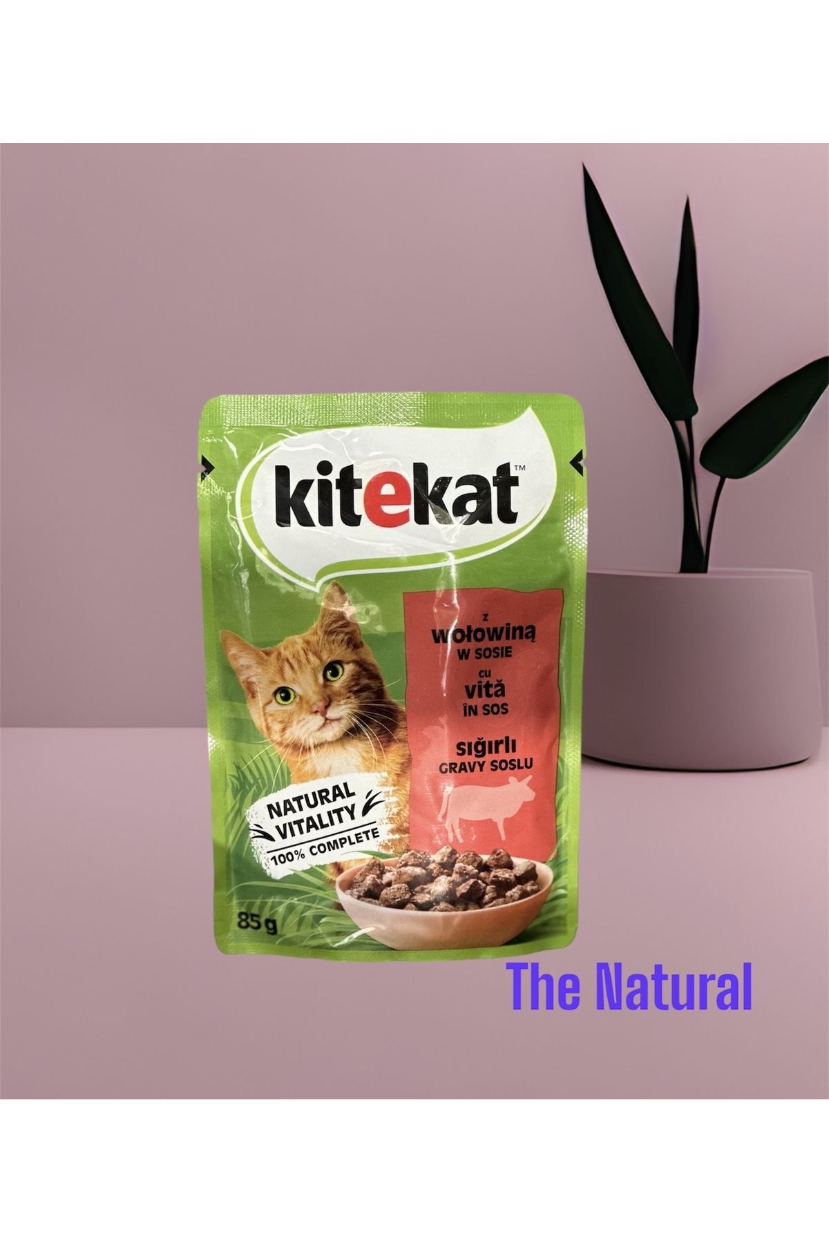 غذای مرطوب گربه با سس گوشت گاو کیت‌کت Kitekat، ۸۵ گرم، ۱ عدد