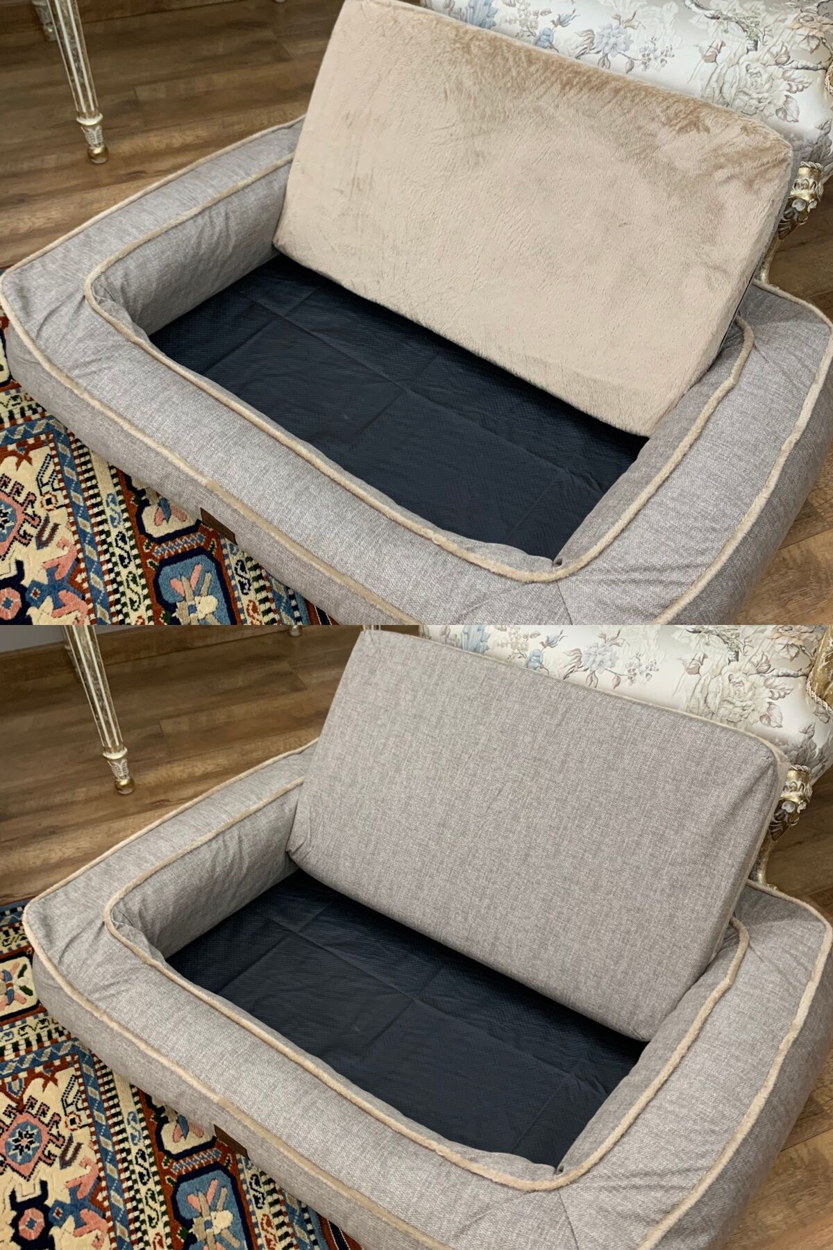 تخت گربه و سگ پت دریمز Pet Dreams مدل Carlin، پارچه پولیشی، کف ضدلغزش، ۱۱۰×۷۰ سانتی‌متر بژ