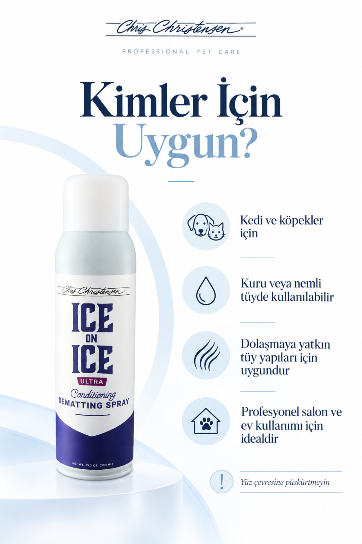 اسپری بازکننده گره مو Ice on Ice Ultra از کریس کریستنسن Chris Christensen، ۳۹۰ میلی‌لیتر