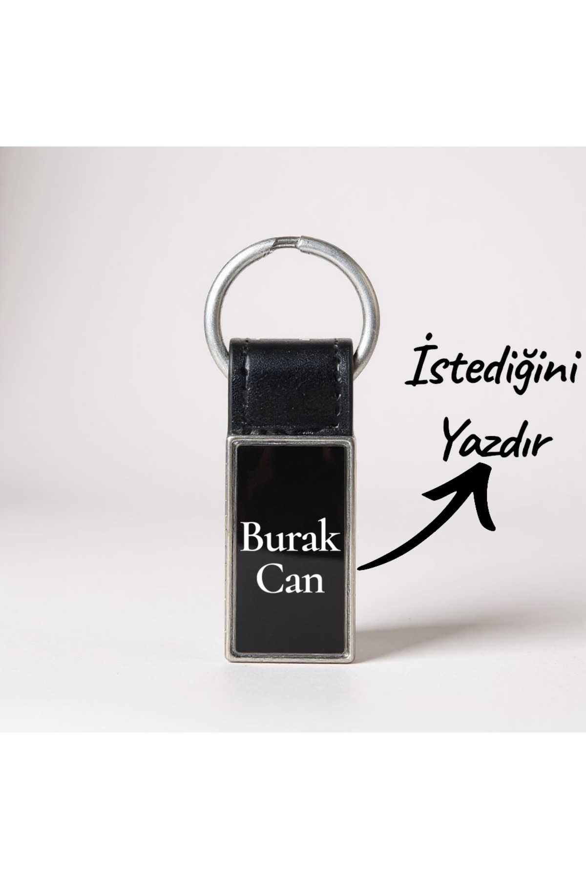 جلیقه کلید جاکلیدی فلزی با جزئیات چرمی شخصی هدیه نام نوشته شده KARHEDİYE