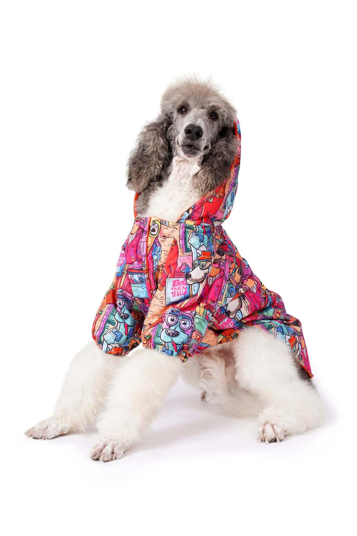 بارانی سگ نژاد بزرگ فورامور fouramour، مدل LBURDC26020، طرح Colorful Dog City نارنجی