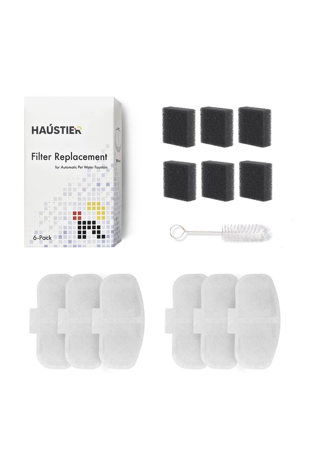 مجموعه ۶ عددی فیلتر فواره آب گربه هاوستایر Haustier، مدل FF009L، سازگار با WF009L/WF009LS/WF009L-W/Wf009LS-M