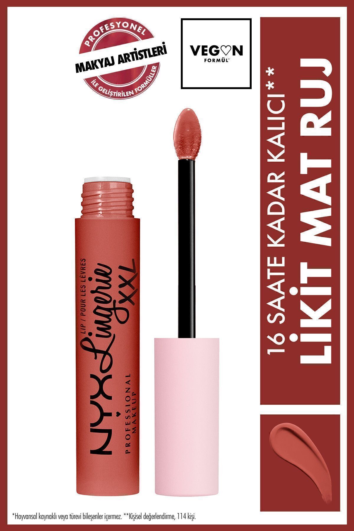 NYX Professional Makeup آرایش لب لیپ لینجری XXL مایع مات پیچ فلات