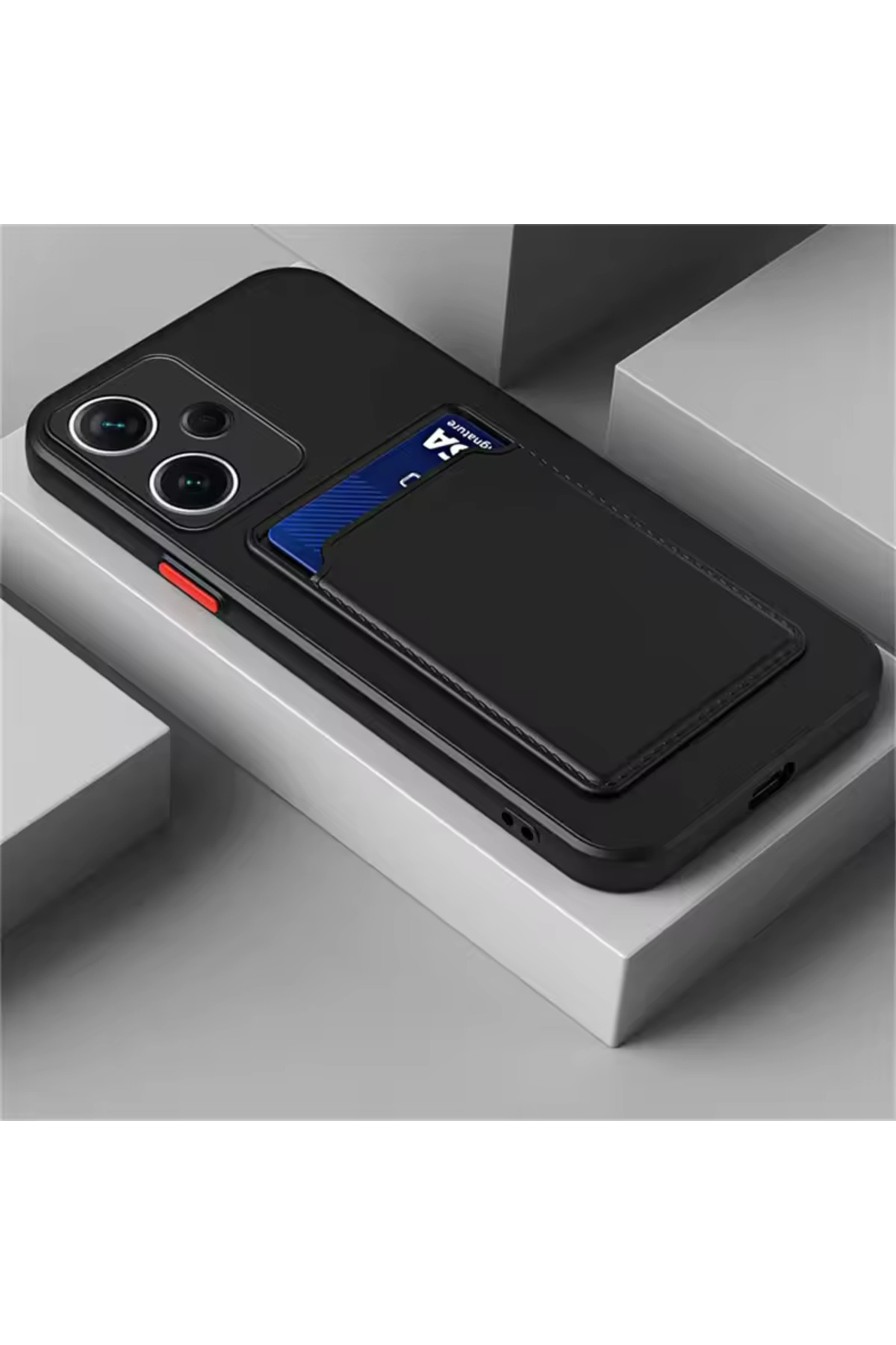 کاور و قاب پوشش سیلیکونی محافظ دوربین 4G شیائومی REDMI NOTE 14 با دکمه‌های قرمز کیف‌پشت نگهدارنده کارت فیبکس Fibaks