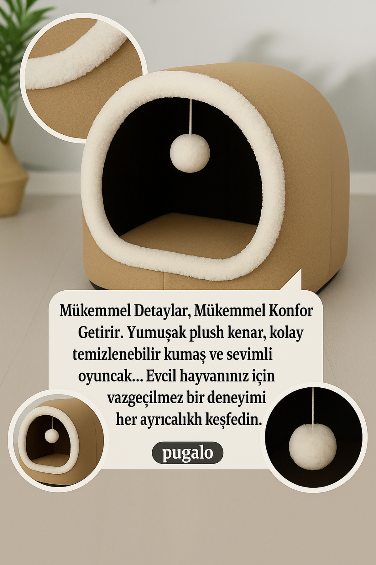 خانه گربه پوگالو Pugalo مدل Alaska قهوه‌ای