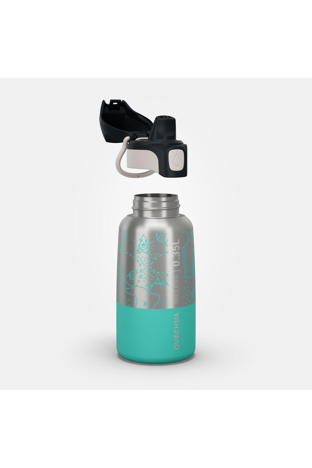 فلاسک قمقمه از جنس استنلس استیل کودکان در فضای باز QUECHUA 0,35 L آبی اورجینال Decathlon