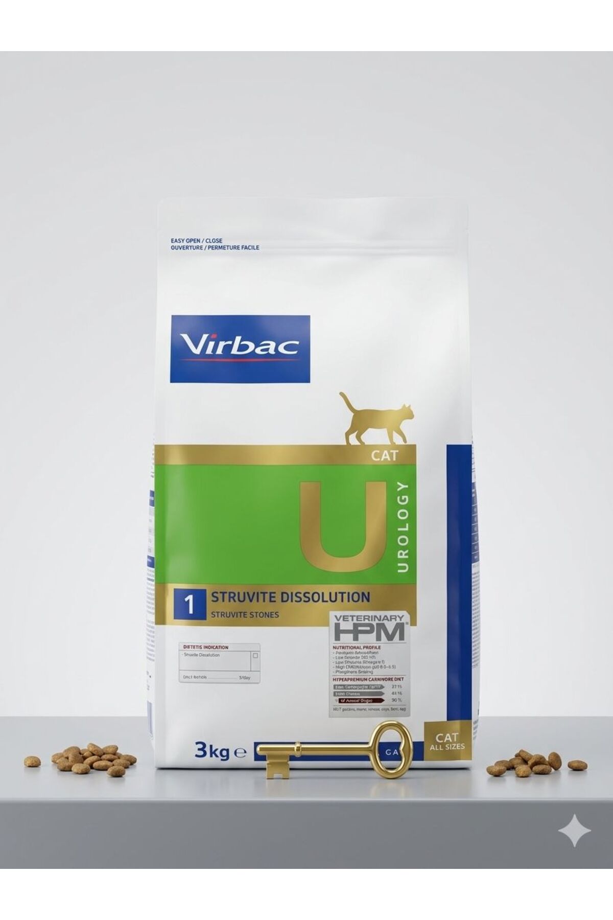 غذای خشک دامپزشکی گربه ویرباک Virbac Veterinary HPM U1 برای حل استروویت، ۳ کیلوگرم