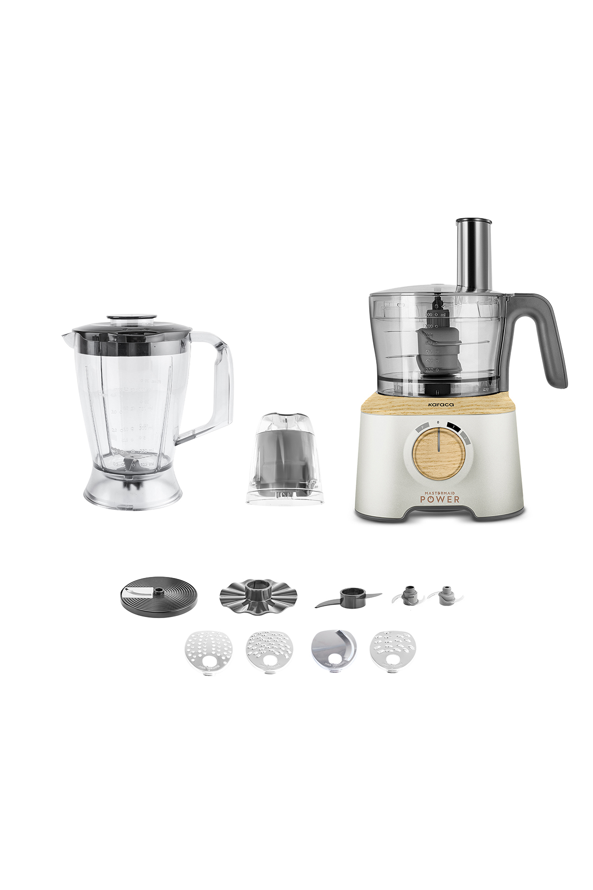 ست مخلوط کن MASTERMAID POWER 10 IN 1 FOOD PROCESSOR WOOD CRAFT 2000 W اورجینال Karaca