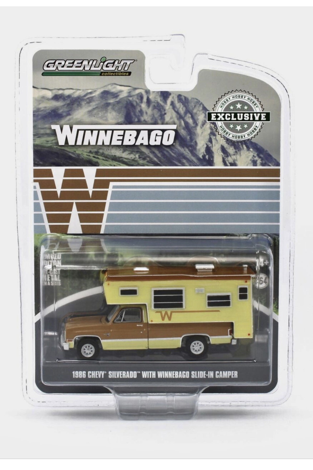 مدل خودرو 1:64 1986 CHEVY SILVERADO WITH WINNEBAGO – کتاب هدیه DIECAST CAR SYNOVERSE اورجینال Greenlight Collectibles