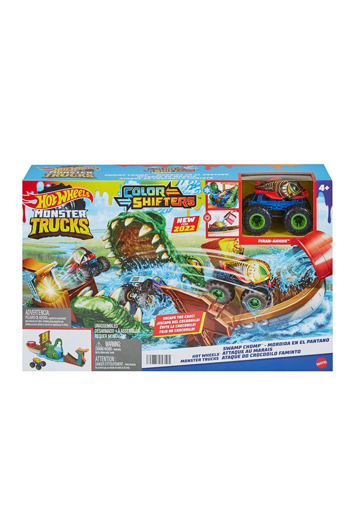 ماشین اسباب بازی هیولا کامیون های تغییر رنگ وسایل نقلیه فرار کروکودیل ست HGV14 HOT WHEELS