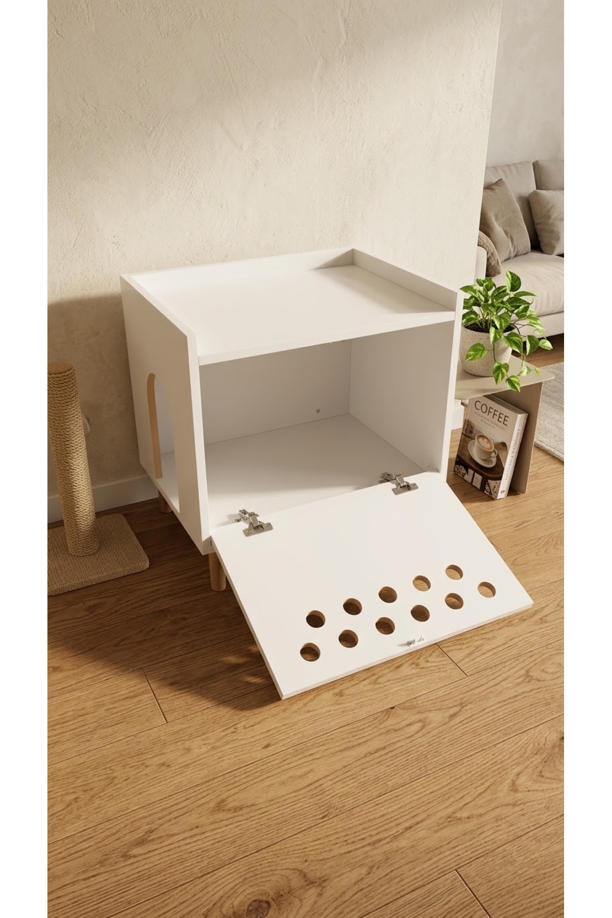 کابینت توالت گربه آهشاپ‌سیتی AHŞAPCİTY مدل KT.Ran سفید
