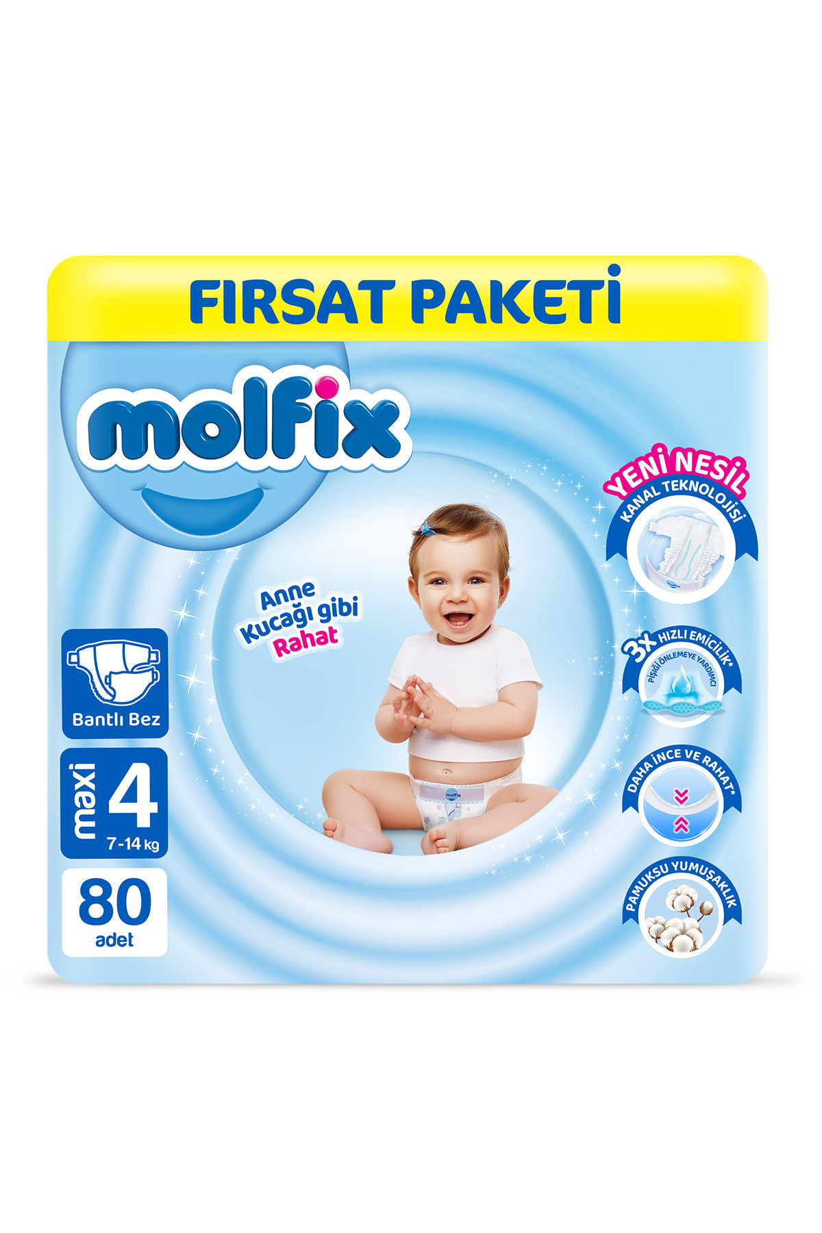 پوشک بچه سایز 4 ماکسی بسته 80 عددی اورجینال Molfix