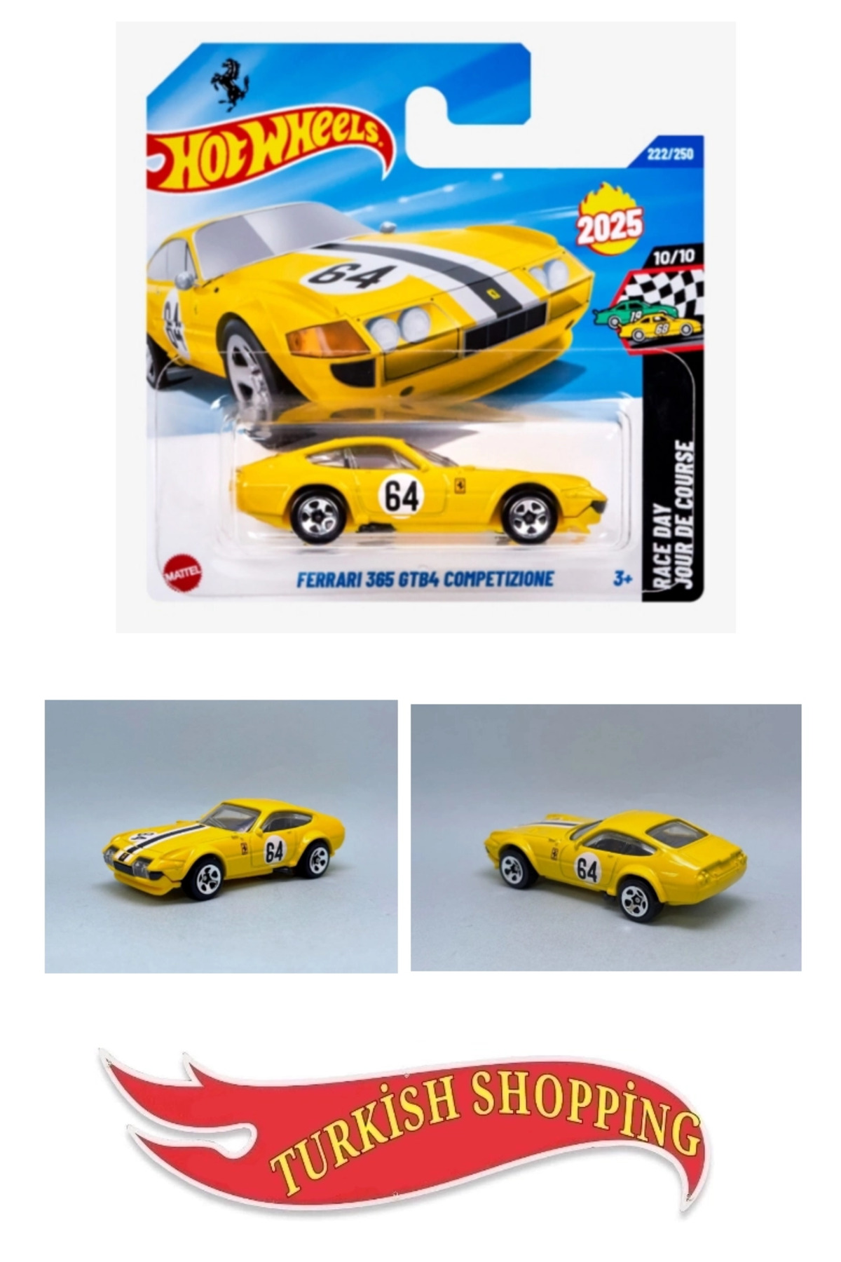 ماشین اسباب بازی 1:64 SCALE 2025 CASE FERRARI 365 GTB4 COMPETIZIONE از ترکیه HOT WHEELS