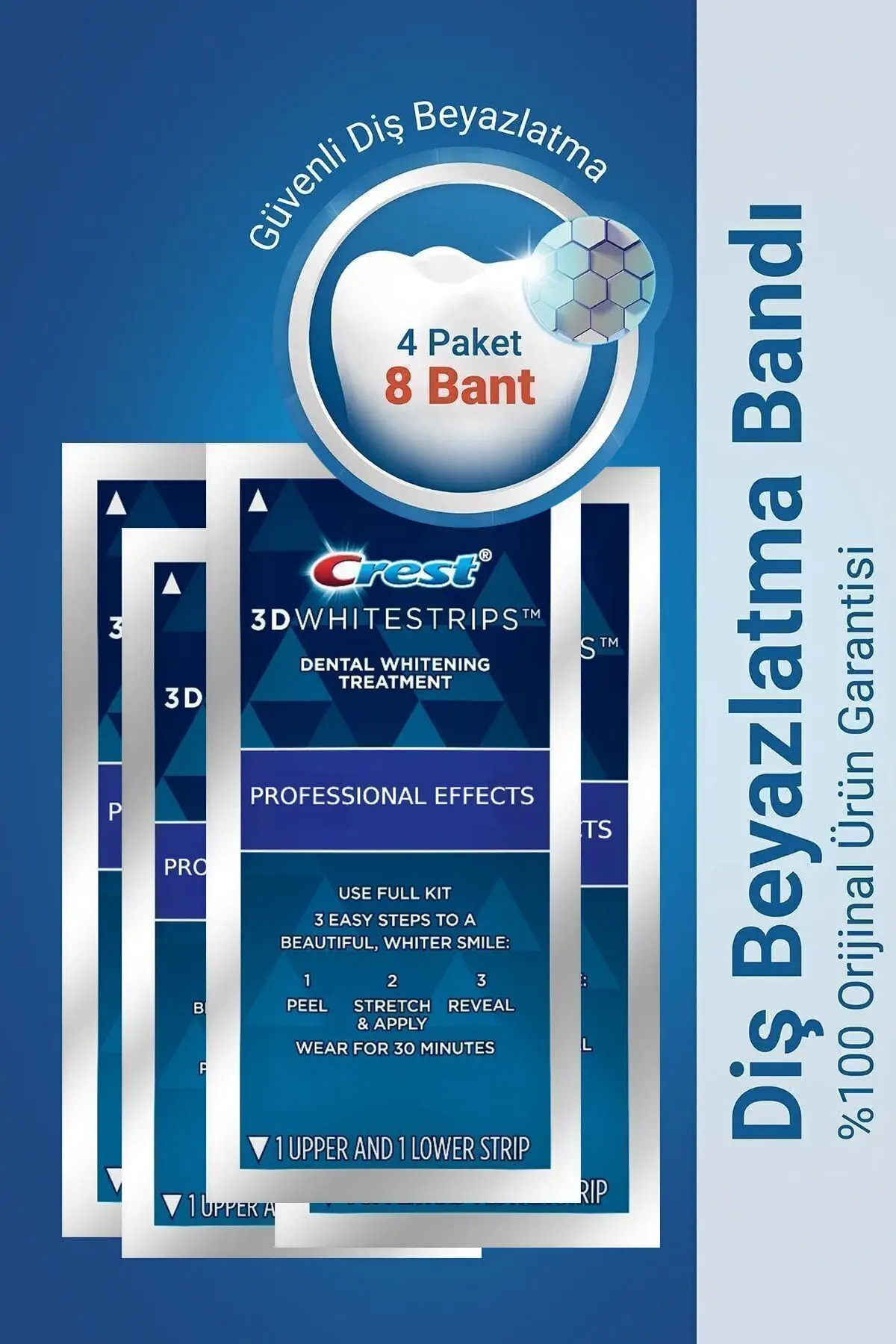 محصولات سفیدکننده دندان جلوه های حرفه ای WHITESTRIPS 4 بسته 8 نوار CREST 3d