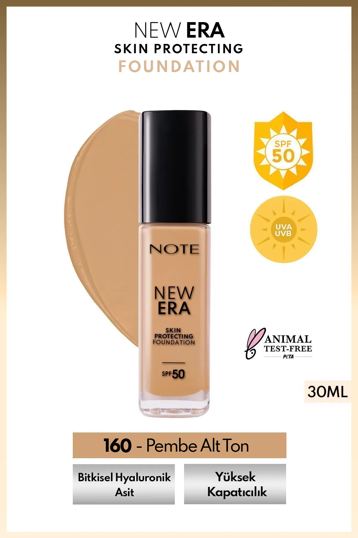 کرم پودر زیرسازی هیالورونیک اسید SPF 50 با اثر مرطوب کنندگی پوست 160 بادام گرم Note Cosmetics