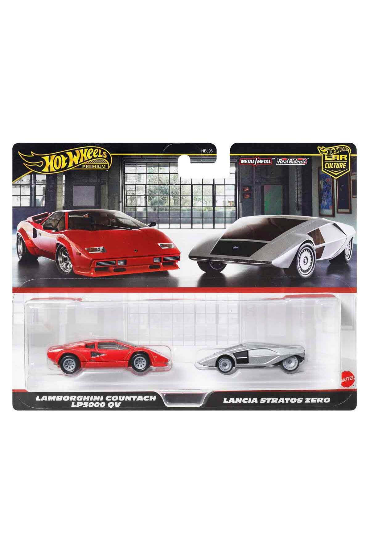 ماشین اسباب بازی 1:64 چرخ های داغ کشت اتومبیل PREMIUM 2 PACK HBL96 LAMBORGHINI COUNTACH LP5000 QV و LANCIA STRA هات ویلز اورجینال HOT WHEELS