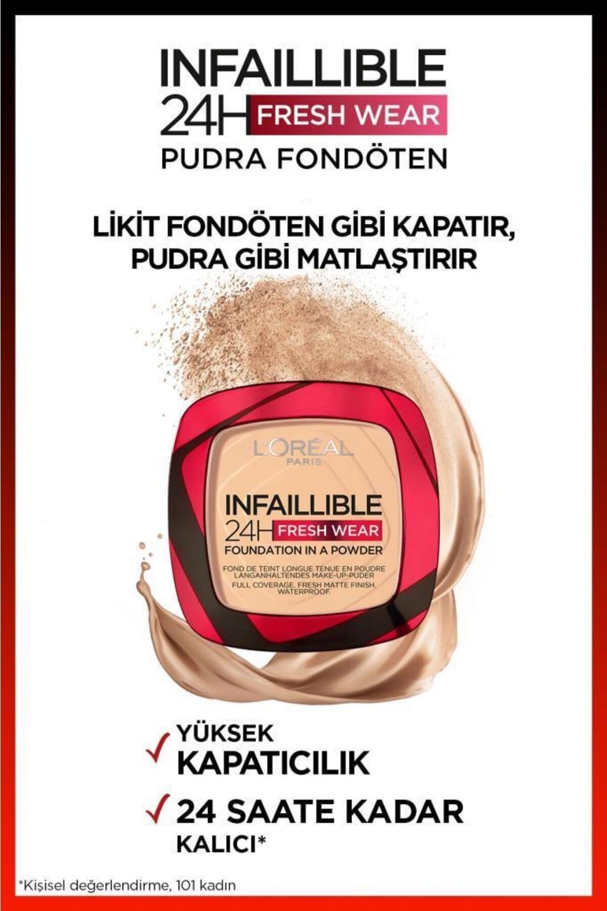ریمل TELESCOPIC GOLD مشکی و INFAILLIBLE 24H بنیاد پودر سایش تازه 40 CASHMERE L'Oreal Paris