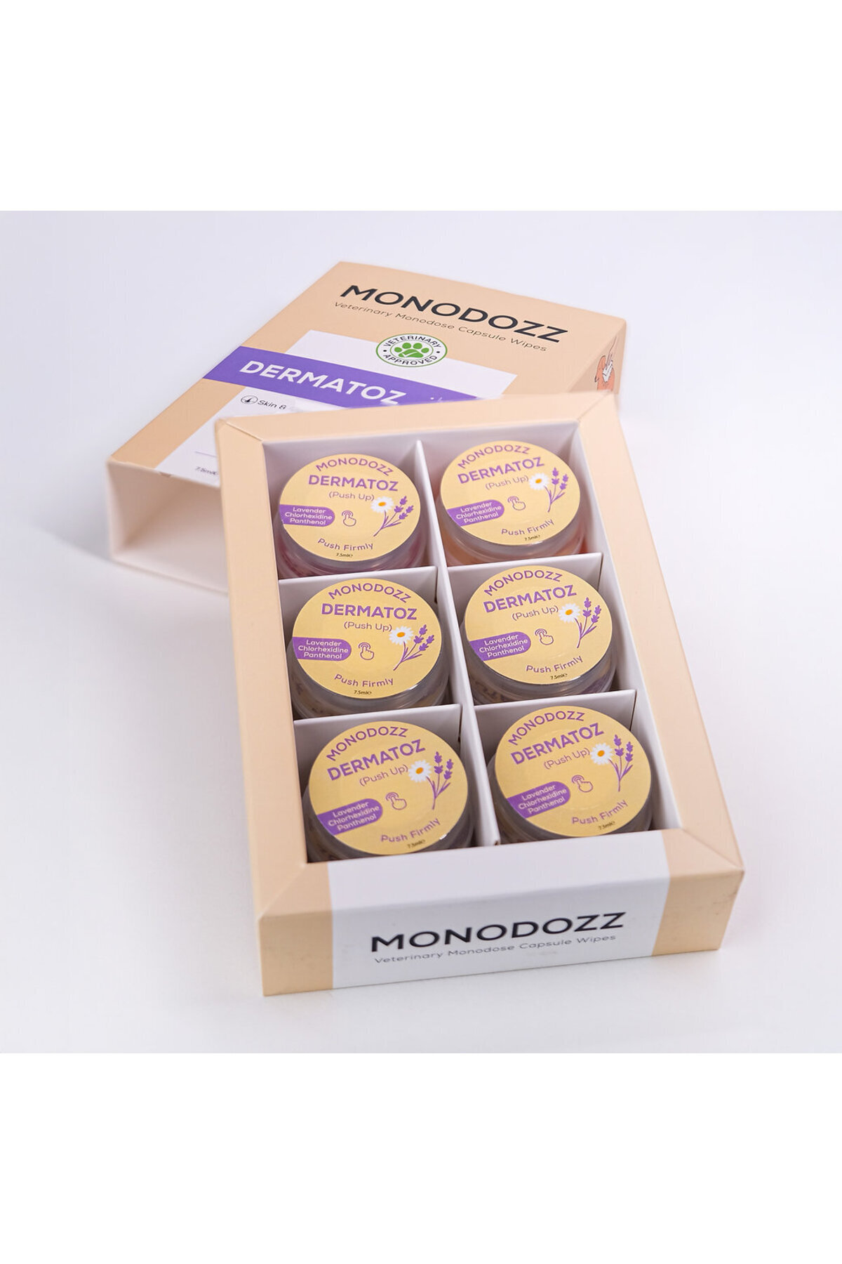 دستمال درموکازمتیک Push Up Capsule Wipes مونودوز MONODOZZ برای گربه و سگ