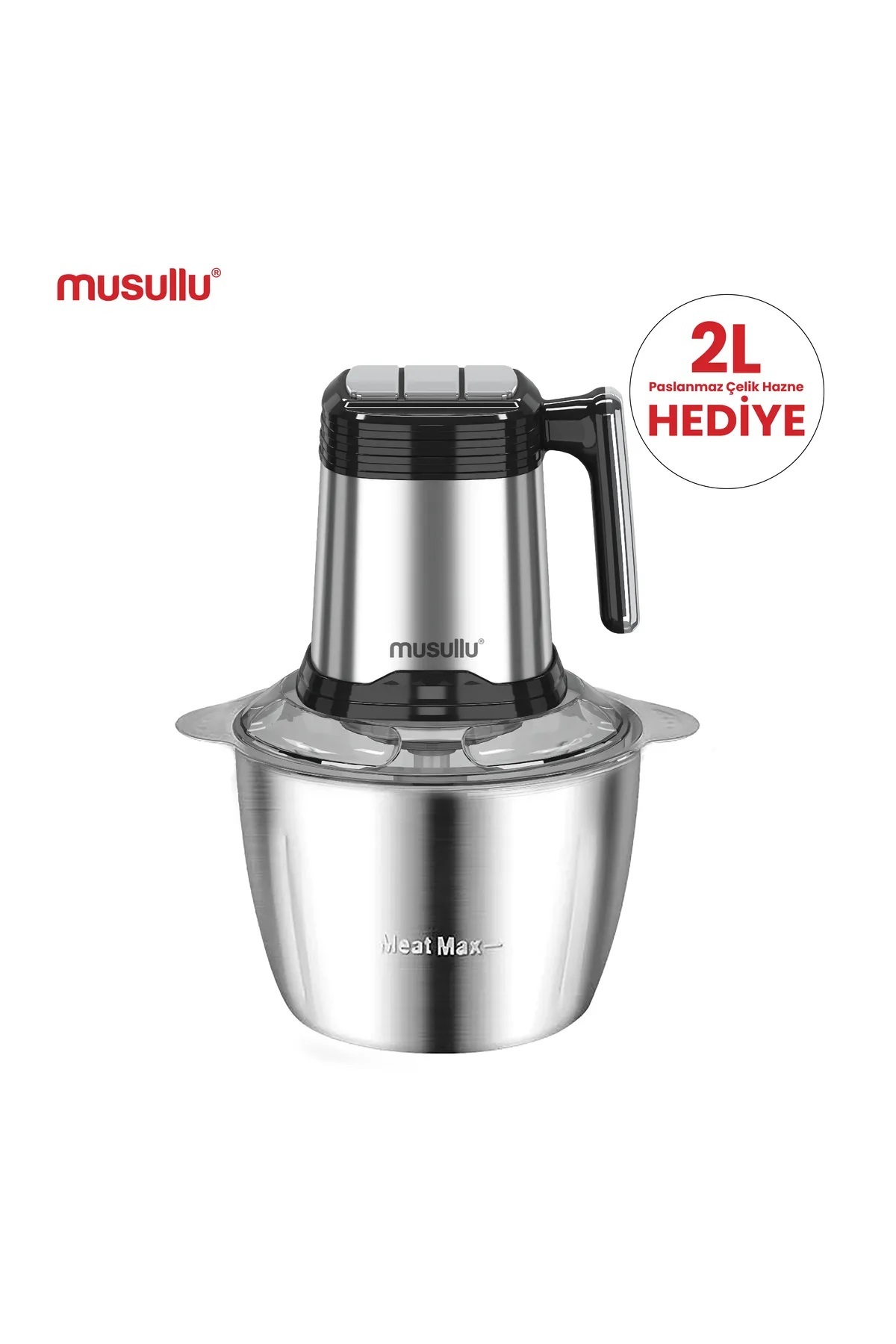 خردکن و غذا ساز RONDO BLENDER CHOPPER 2 LT STEEL &amp; PLASTIC BOWL MSL 1221 اورجینال Musullu