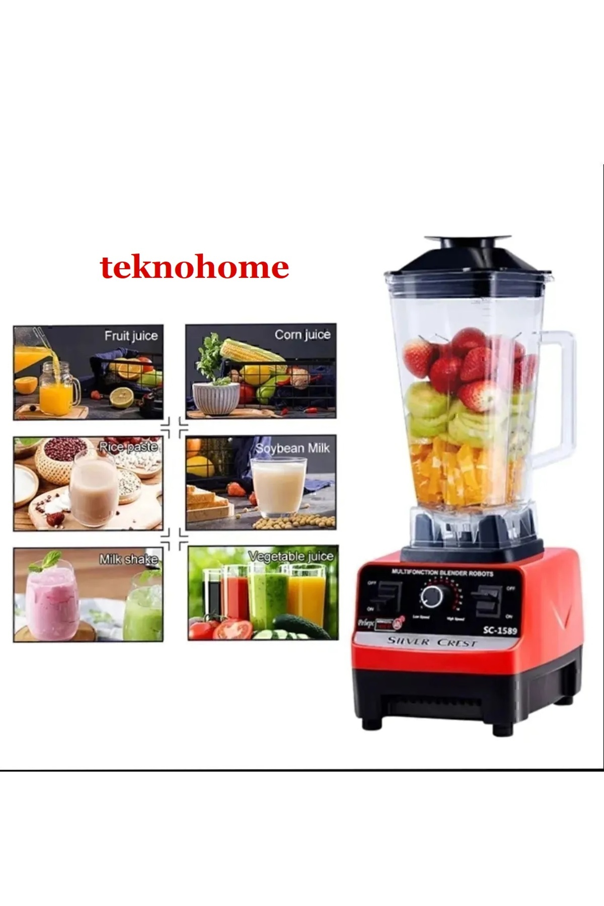 ست مخلوط کن حرفه ای کافه بار میکسر میوه سبزیجات 9500W رنگ ها ممکن است متفاوت باشد اورجینال Silver Crest