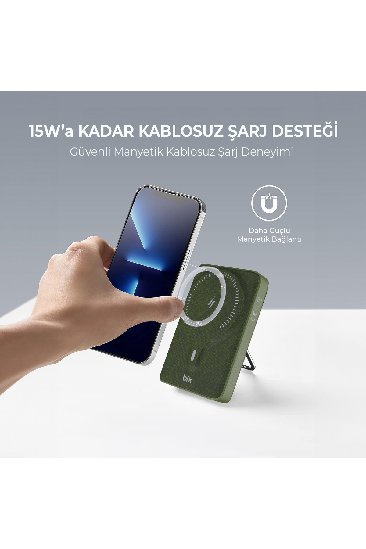 پاوربانک PB105 10000MAH PD20W TYPE C USB A 15W وایرلس شارژ سریع با نشانگر LED اورجینال Bix