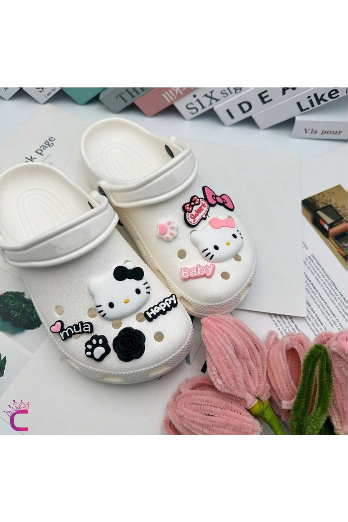 فیگور ست تزیینی دمپایی کودکان 10 تکه MUA HELLO KITTY JIBBITZ CROSS BEACH BAG CHARM SLIPPER ORNAMENTS CROCKS از ترکیه Cinderella