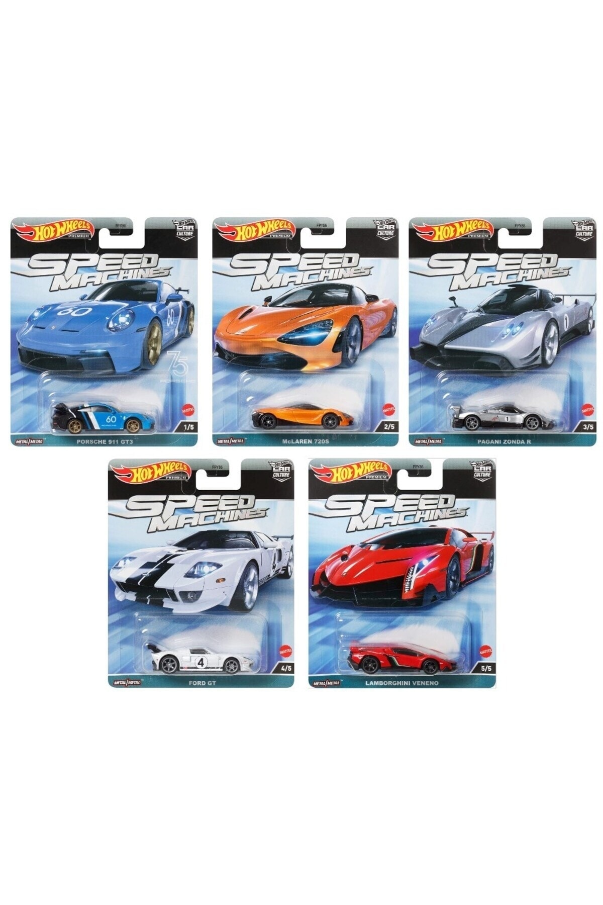 ماشین اسباب بازی مجموعه 5 تایی ماشین‌های پریمیوم فرهنگ خودرو FYP86 977A از ترکیه HOT WHEELS