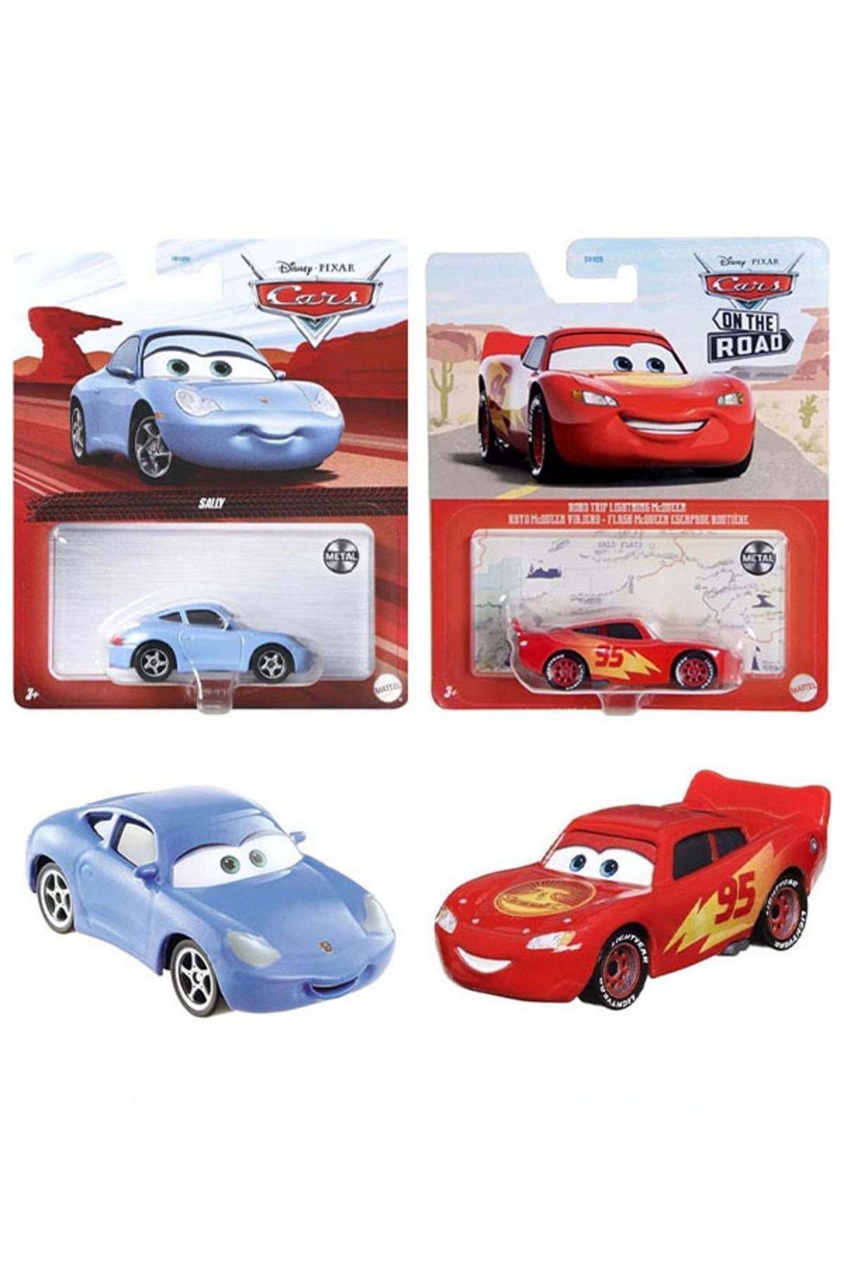 ماشین اسباب بازی مجموعه وسایل نقلیه DISNEY PIXAR CARS 2 سفر جاده ای لایتنینگ مک کوئین و سالی 1 55 Cars