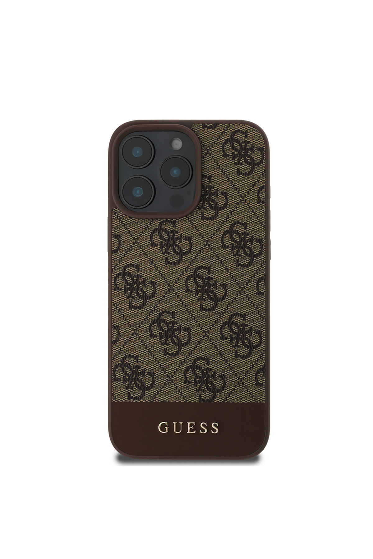 کاور و قاب روکش چرمی PU IPHONE 16 PRO CASE GUESS دارای لایسنس با طرح لوگوی راه قهوه ای اورجینال Guess