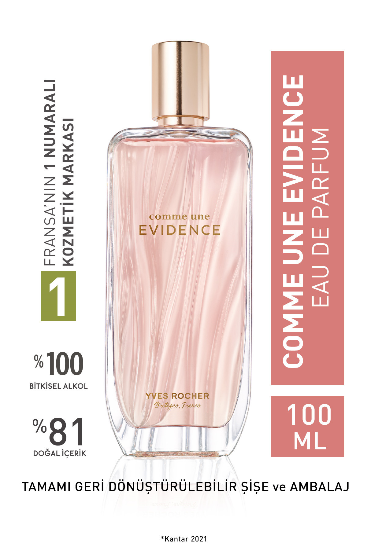 عطر ماندگار و شدید COMME UNE EVİTENCE 100 میلی لیتر ایوروشه Yves Rocher