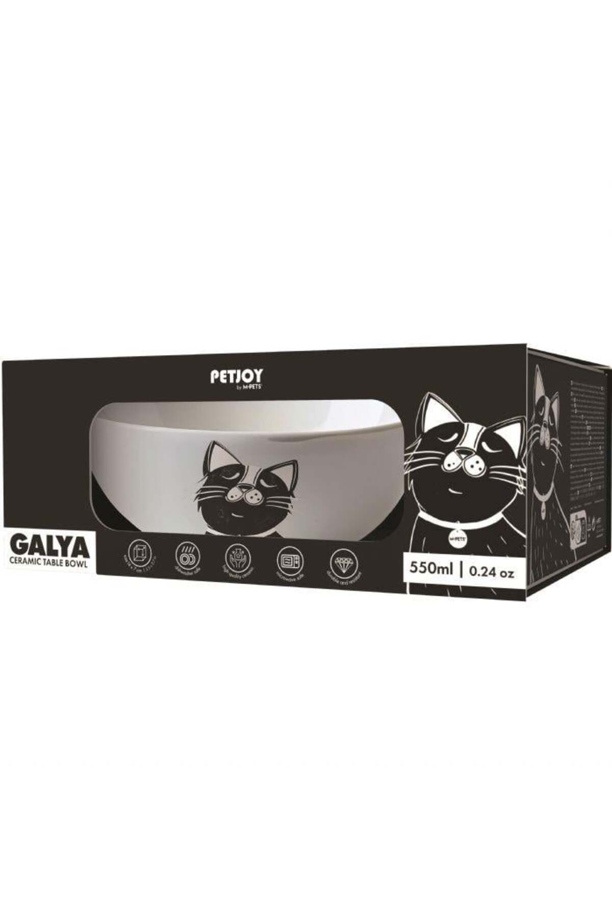 ظرف غذای سرامیکی گربه و سگ ام‌پتس M-PETS Galya، مشکی، ۵۵۰ میلی‌لیتر