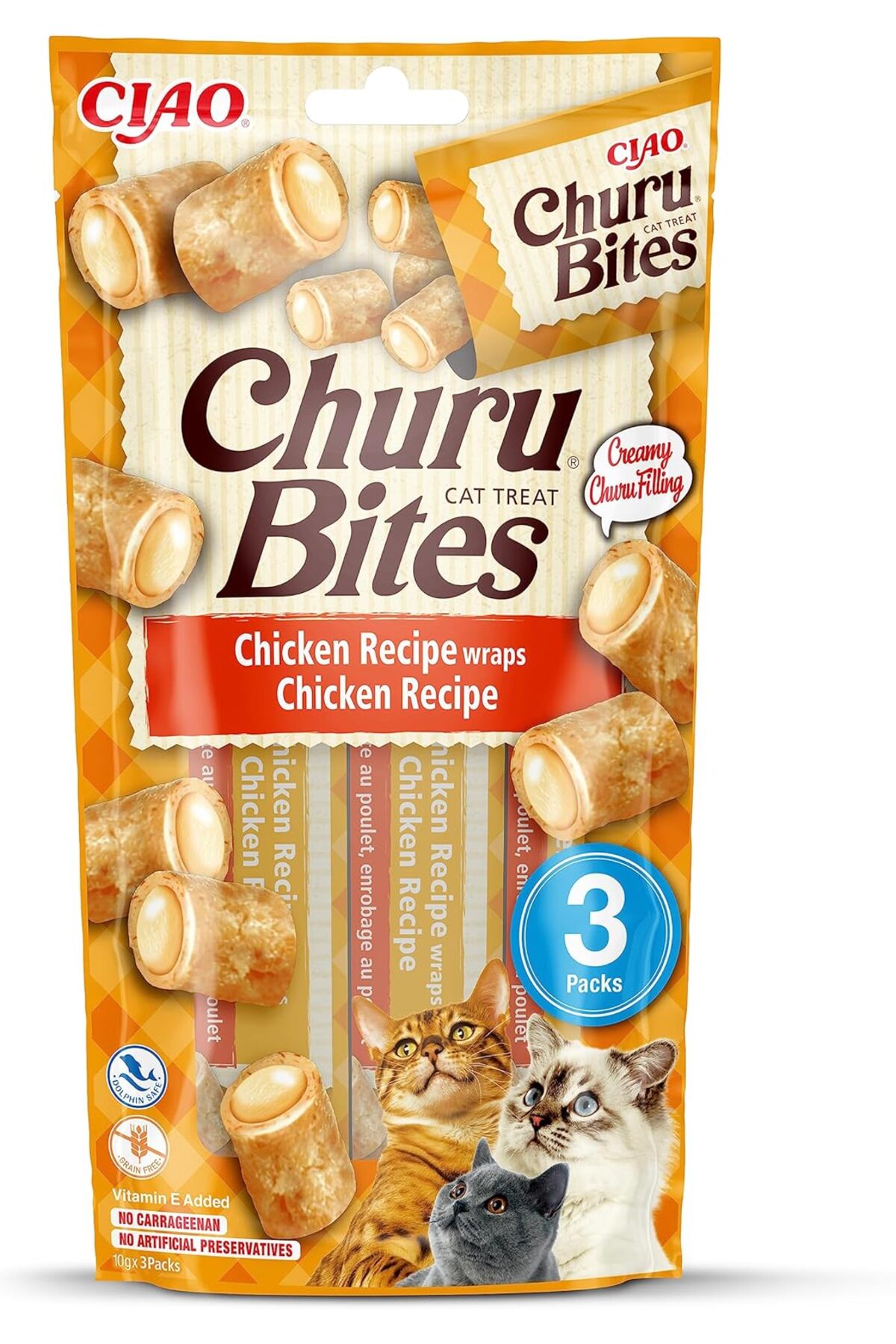 تشویقی گربه اینابا INABA Churu Bites با مغزی کرمی و بافت ترد، طعم پنیر
