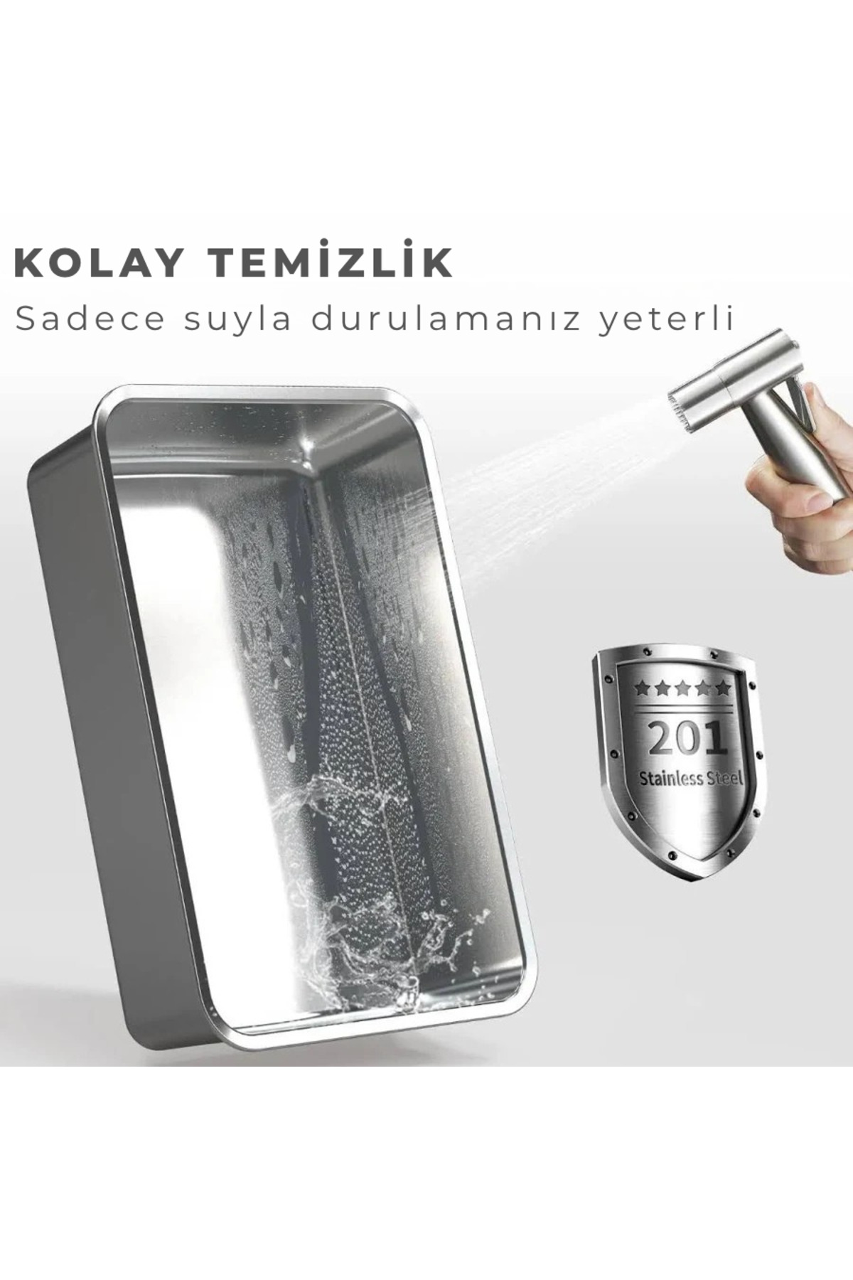 سینی توالت روباز گربه فینی‌پت FINIPET، سایز XL، استیل ضدزنگ، خاکستری