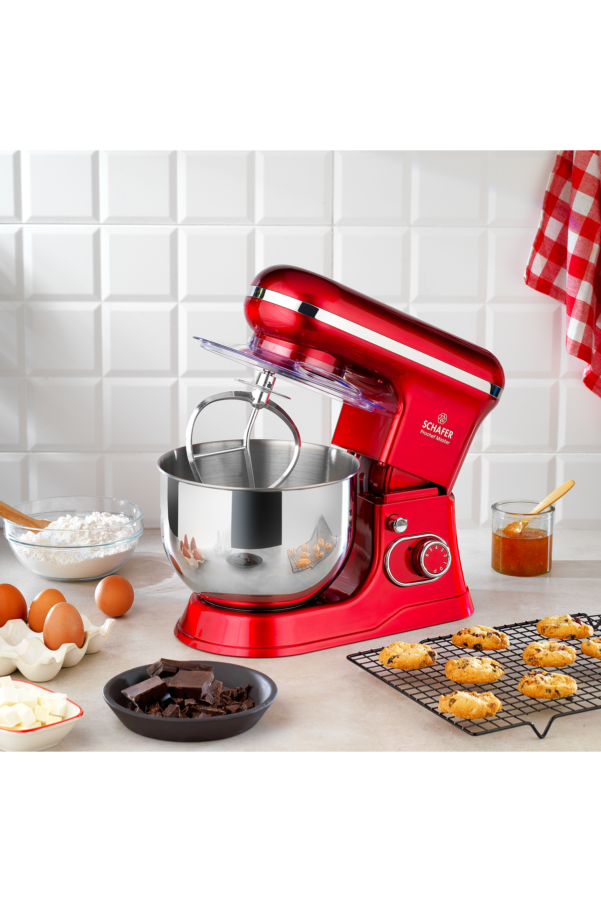 میکسر و ست استند PROCHEF MASTER 5 L RED اورجینال Schafer