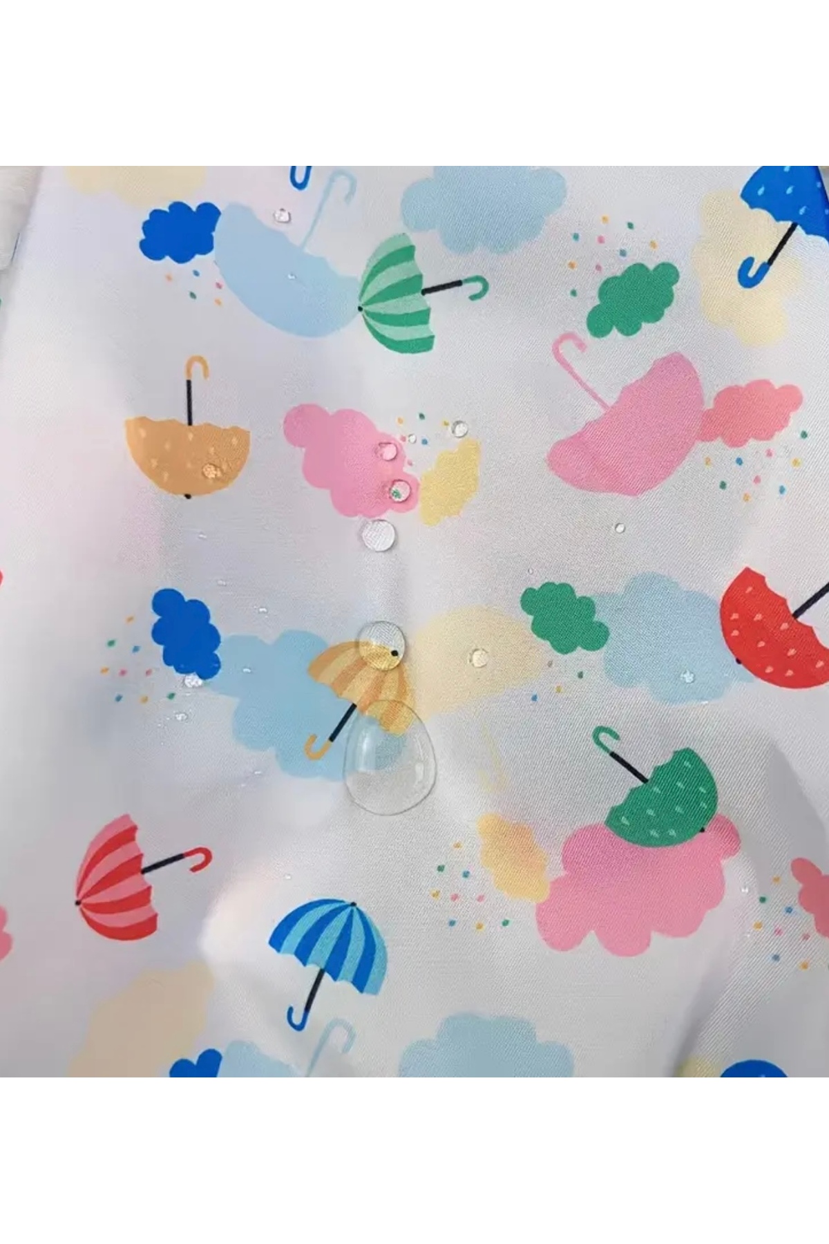 بارانی سرهمی سگ پاو بوتیک Paw Butik، ضدآب و کلاه‌دار با طرح چتر رنگی سفید